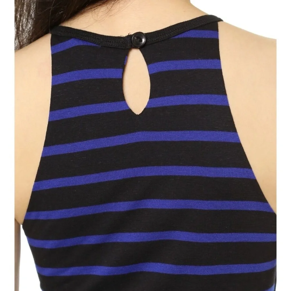 NEW $160 LnA Elise Dress Sleeveless Stretch Stripe in Blue & Black
